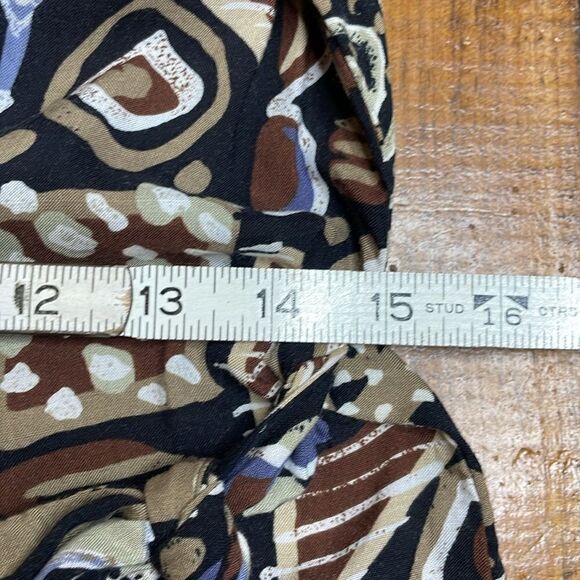 90s Vintage geometric Print Rayon Tie Front Tank Midi Dress black size 9 - 10 - Picture 4 of 7